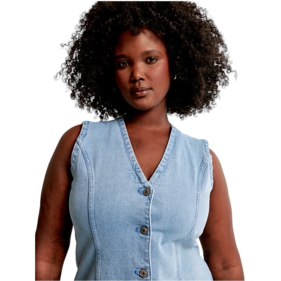 NWT Abercrombie & Fitch The A&F Mara Denim Vest Mini Dress Size XS - Picture 2 of 9